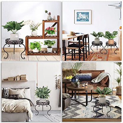 OwnMy Metal Round Plant Stand Indoor Outdoor Flower Pot Holder, Heavy Duty Iron Plant Stand Display Potted Rack for Home, Garden, Patio, Dark Brown - color: Dark Brown