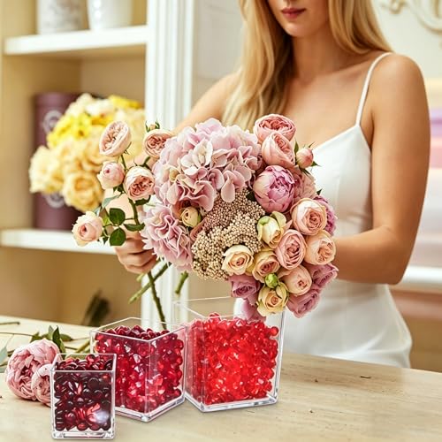 KissYou Acrylic Box Clear Box with Lid for Display, Plastic Square Cube 2 Pack Storage Contanier Party Decorative Boxes - size: 3.15 x 3.15 x 3.15 Inch