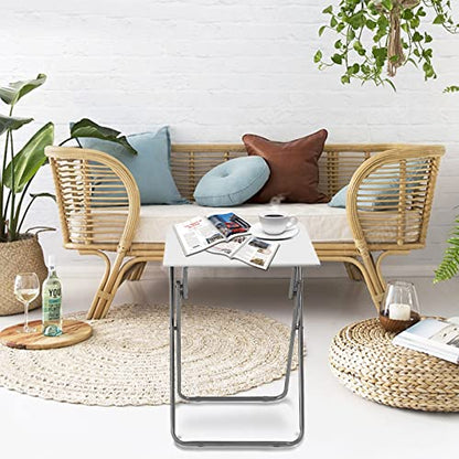 Folding TV Tray Table,TV Dinner Table with Sturdy MDF Top,Eating Trays for Living Room with No Assembly Required, 2PCS (White) - color: White, size: 2pcs