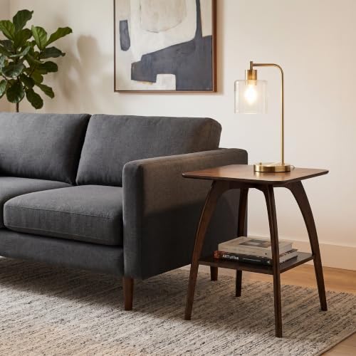 Sandstone Home LAX Mid-Century Modern Square End Table with Starburst Top – 18” Accent Table with Shelf, Rich Espresso Brown Finish, Retro Side Table or Nightstand for Living Room or Bedroom - color: Rich Espresso Brown
