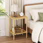 2 Tier Bamboo Narrow End Table, No Tool Assembly Bedroom Bedside Table, Small Space Nightstand, Bathroom Storage, Sofa Side Table, Entryway Table - color: Natural, size: 2 Tier