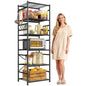 DurayLoly Storage Shelves 6-Tier Metal Shelving Unit with Hooks,Heavy Duty Garage Shelving with Leveling Feet,High Standing Shelf Organizer for Kitchen Pantry Bathroom Dorm,17.7”W×11.8”D ×72.2”H,Black - size: 17.7" W x 11.81" D x 72.2" H (6T)