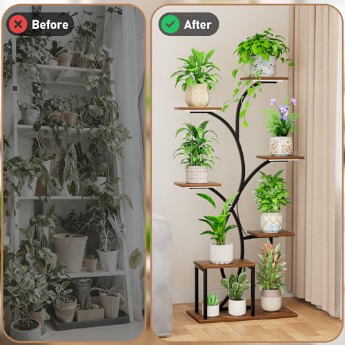 HAVLOTII Indoor Plant Stand with 4 Grow Lights - 7 Tiered Plant Shelf 52" | Metal Corner Plant Shelves for Indoor Growing - Lighted Plant Holders for Patio, Room, Home and Balcony