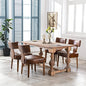 RIVOVA Set of 4 Mid Century Modern Dining Chairs, Farmhouse PU Leather Upholstered Dining Room Chairs Kitchen Chairs Side Armless Chairs with Curved Backrest Wood Legs, Brown - color: Brown Curved