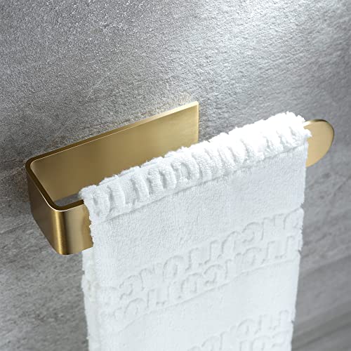 Taozun Gold Towel Holder Adhesive Hand Towel Bar Rack Brushed Brass Finish | Towel Ring, Stainless Steel, Rustproof, No Drill, Strong Stick, Rustproof, Sleek Nodern Look, Renter/RV Friendly, 7.9 Inch - color: Gold, size: 8-inch