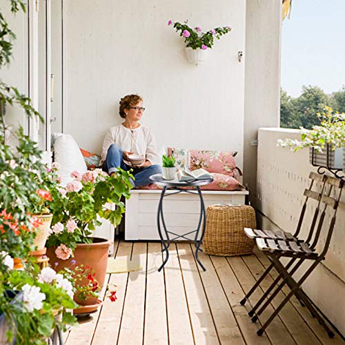 MUMTOP Outdoor Side Table - Patio Table Mosaic Coffee SideTables Glass Accent Table 14’’Round SmallTable Plant Stand for Indoor Garden Balcony (Sunflower) - color: Sunflower