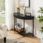 Fluted Half Moon Console Table, Modern 2-Tier Black Entryway Console | Sofa Back Table for Living Room, Hallway & Foyer (36" Width) - style: Basic