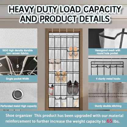 Kotkn Over the Door Shoe Organizer with 30 Breathable Mesh Pockets (2PC-White) - color: 2PC-White