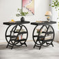 Tribesigns End Table Set of 2, 3-Tier Narrow Sofa Side Table with Storage for Living Room, Wood End Table with Geometric Metal Frame, Industrial Nightstand and Bedside Table for Bedroom, Black - color: Black