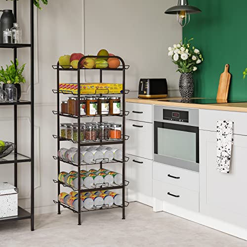 smusei Water Bottle Organizer 7 Tier Free Standing Vertical Metal Water Bottle Rack Shelf Adjustable Water Bottle Beverage Drink Stand Holder for Kitchen Pantry Food Storage, Bronze - size: 7 Tier