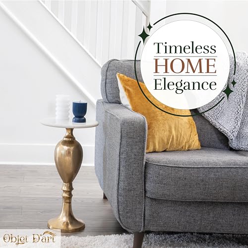 OBJET D'ART Orne Small Round Gold End Table, 22" H | Vintage Metal Accent, Side Table, Pedestal, Cocktail, Drink Table, Living Room, Small Spaces, Modern Look, Quality Build - style: Orne
