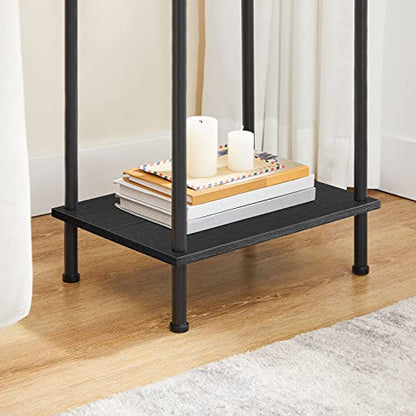 HOOBRO Side Table with Charging Station, Set of 2 End Tables with USB Port and Outlets, Nightstand with 2-Layer Storage Shelves for Small Spaces, Living Room, Bedroom, Black BK09UBZP201 - color: Black