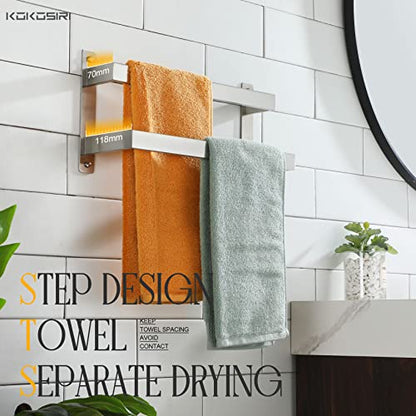 KOKOSIRI Hand Towel Bars 16 Inches Bathroom 2-Tiers Ladder Towel Rails Towel Holders Wall Mounted Towels Shelves Rack Brushed Stainless Steel, B5008BR-L16 - color: Brushed Nickel, size: 16-Inch