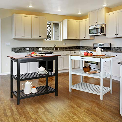 Casual Home Kitchen Island with Solid American Hardwood Top, Natural/White, 40" W (373-91) - color: Natural&white