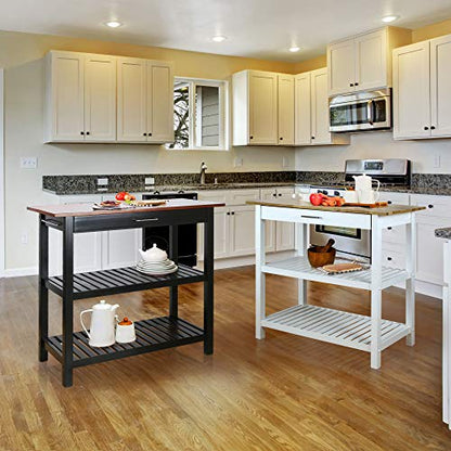 Casual Home Kitchen Island with Solid American Hardwood Top, Natural/White, 40" W (373-91) - color: Natural&white