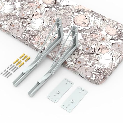 Wall Mounted Folding Table 40"x 16" with Removable Heavy-Duty Brackets Support Up to 200 Pounds Folding Desk for Small Space Home Laundry Room Office Rv Suitable for Solid Wall (Summer Flowers) - color: Summer Flowers
