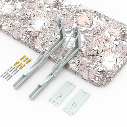 Wall Mounted Folding Table 40"x 16" with Removable Heavy-Duty Brackets Support Up to 200 Pounds Folding Desk for Small Space Home Laundry Room Office Rv Suitable for Solid Wall (Summer Flowers) - color: Summer Flowers