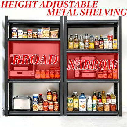 4 Tier Kitchen Storage Shelf, Kitchen Organizers Space Saving All Steel Freestanding Rack, Heavy Duty Metal Shelving Unit, Adjustable Open Shelf for Pantry Organizers and Storage 19.7"W×13.8"D×44.1"H - size: 4 Tier 19.7" W×13.8" D×44.1" H
