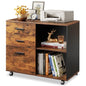 DEVAISE 3-Drawer Mobile File Cabinet, Lateral Filing Cabinet, Rustic Brown | Wood, Rolling Printer Stand, Under Desk Storage, Open Shelves, Fits Letter & A4 File, Home Office - color: Rustic Brown, style: Modern