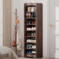 Tall Shoe Cabinet 8-Tier with Adjustable Shelves, Espresso | Freestanding Shoes Organizer Cabinet for Entryway, Hallway, Living Room - color: Espresso