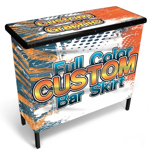 PartyLife NEW & Improved Portable Bar Table w/Folding Legs, 2 Bar Skirts, Heavy-Duty Storage Shelf & Carrying Case - Custom - color: Custom, size: Standard, style: Base Model