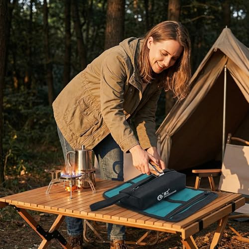 Tool Roll in Green Canvas, Compact Organizer with 16 Pockets and Buckle Straps, Easy to Carry for Garage, Car Trunk, Camping, and Outdoor Repairs