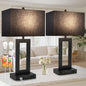 TOBUSA 28’’ Tall Black Lamps for Living Rooms Set of 2, Modern Touch Control Table Lamps for Bedroom, 3 Way Dimmable Bedside Lamps with 2 USB Ports&AC Outlet, High-end Decor Lamp for Home Office | 3 Way Dimmable, Touch Control, Black Fabric Shade, Large D