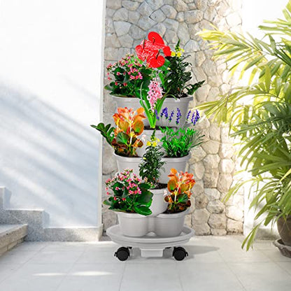Looca Plant Caddy with Wheels and Drainage Tray, 13”Rolling Plant Stand Flower Pot Mover, Planter Caddies Round Plant Dolly for Heavy Duty Planter, 3 Pack, Bearing 120 lbs (Grey) - color: Gray