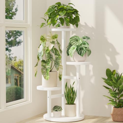 iDavosic.ly 3 Tier Plant Stand Indoor, Tiered Corner Wood Multiple Flower Holder Shelf, Tall Orchid Display Rack for Living Room Bedroom, White - color: Pine White, size: 3 Tiers