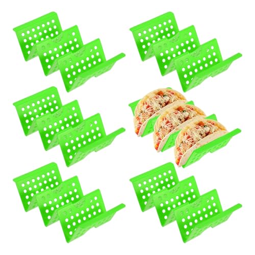 uxcell 6 Pcs Taco Holder Stands, Plastics Hollow Holder Can Hold 3 Soft/Hard Taco Street Tray Plates for Party Supplies Dishwasher and Microwave Safe, Green - color: Green
