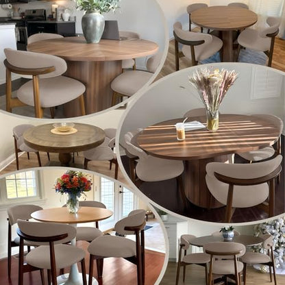 COLAMY Wooden Dining Chairs Set of 6, Modern Fabric Upholstered Kitchen Side Chairs, Farmhouse Dining Room Chair with Foot Pegs, Camel - color: Camel, size: Set of 6