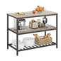 VASAGLE Kitchen Island with 3 Shelves, 47.2 Inches Width Kitchen Shelf with Large Worktop, Stable Steel Structure, Industrial, Easy to Assemble, Greige and Black UKKI001B02 - color: Greige + Black, size: 47.2"W x 35.4"H, style: without Power Outlets