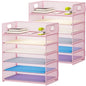 Marbrasse 2 Pack Desk Organizer with Handle, 6 Tier Paper Letter Tray, Mesh Desk File Organizer for Office, School and Home - Pink - color: 2 Pack 6 Tier - Pink