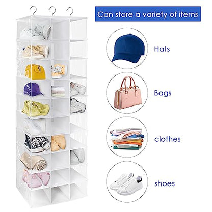 Libeder Hanging Closet Organizers - 30 Section Shoe Shelves, Space Saving Shoe Holder, White - color: White, size: 30 Sections