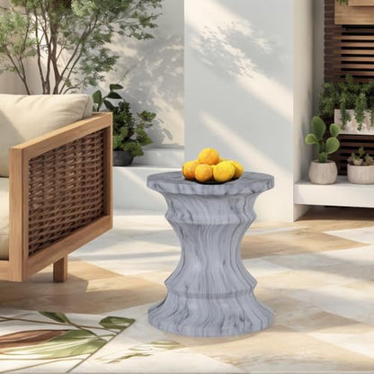 Stone Side Table,Round Faux Marble Side Table,Modern Small Stone End Table for Balcony (White-15.35"-5) - color: White-15.35"-5