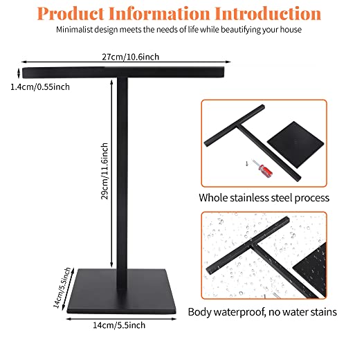 Bathroom Hand Towel Holder Stand，T-Shape Hand Towel Holder Stand SUS304 Stainless Steel for Bathroom，Kitchen or Vanity Countertop - color: Square Matte Black