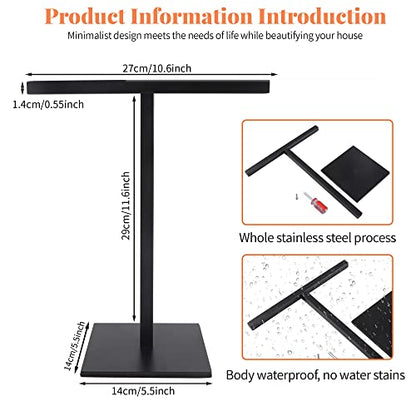 Bathroom Hand Towel Holder Stand，T-Shape Hand Towel Holder Stand SUS304 Stainless Steel for Bathroom，Kitchen or Vanity Countertop - color: Square Matte Black