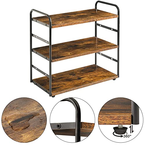 IBUYKE Kitchen Countertop Standing Storage Shelf,Brown TWJ001H | 3-Tier Bathroom Counter Organizer Tray Countertop Storage Shelf Counter Standing Rack Cosmetic Holder - size: square, style: 1