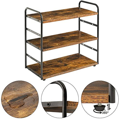 IBUYKE Kitchen Countertop Standing Storage Shelf,Set of 2,Brown TWJ001H-2 | 3-Tier Bathroom Counter Organizer Tray Countertop Storage Shelf Counter Standing Rack Cosmetic Holder - size: square, style: 2