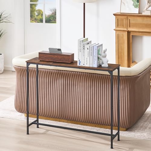 Console Table, Narrow Entryway Table, Thin Sofa Table, Behind Couch Table,for Hallway, Bedroom, Living Room, Foyer, 9.4 x 39.4 x 31.5 Inches, Rustic Brown - size: 9.4" W x 39.4" D, style: Ordinary
