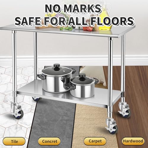 Besitu 3 Inches Prep Table Wheels Set of 4, Expanding Stem Caster Fit 7/8" and 1" ID Tube Leg with Side Brake for Stainless Steel Table, Cart, Furniture Legs, Commercial Kitchen Appliances, Workbench - style: 3 Inch