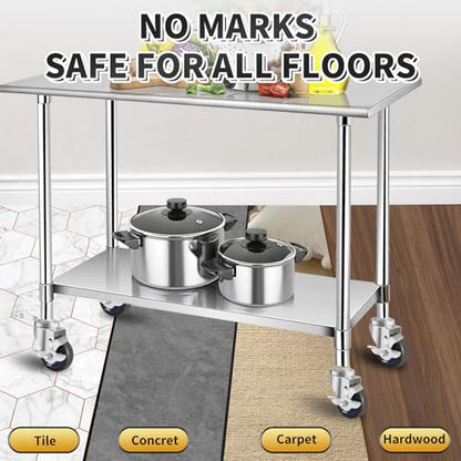 Besitu 3 Inches Prep Table Wheels Set of 4, Expanding Stem Caster Fit 7/8" and 1" ID Tube Leg with Side Brake for Stainless Steel Table, Cart, Furniture Legs, Commercial Kitchen Appliances, Workbench - style: 3 Inch