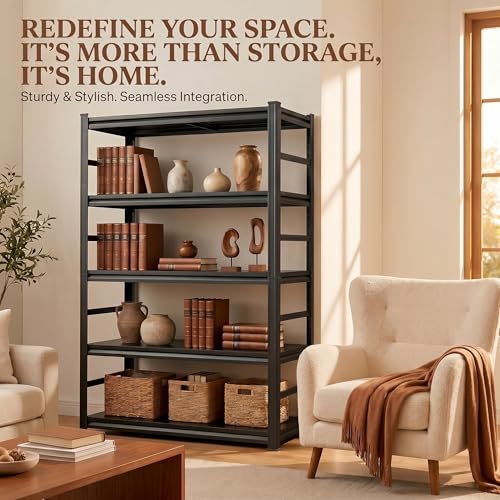 3 Tier Metal Bookshelf, Adjustable Tall Bookcase, Heavy Duty 1800 LBS Modern Deep Book Shelf, Bolt-Free Storage Shelves for Living Room, Home Office, Garage, 35.4" Wx 13.8" Dx 31.5" H - size: 3Tier-35.4"Wx 13.8"Dx 31.5"H