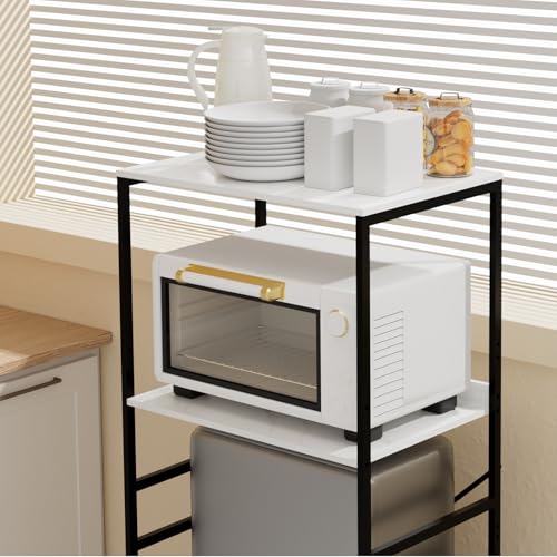 Mini Fridge Shelf Mini Fridge and Microwave Stand Over Mini Fridge Storage Rack Height Adjustable Microwave and Fridge Stand Suitable for Dorm, Kitchens, Offices,Marble-Look - color: Marble-look Finish