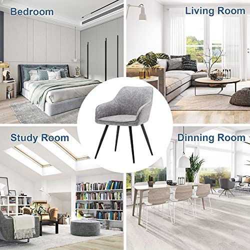 annjoe Faux Suede Accent Chair Arm Chairs Living Room Chairs Leisure Chair Upholstered Chair with Metal Legs Set of 2 for Home Kitchen Office Bistro Cafe - color: Light Gray