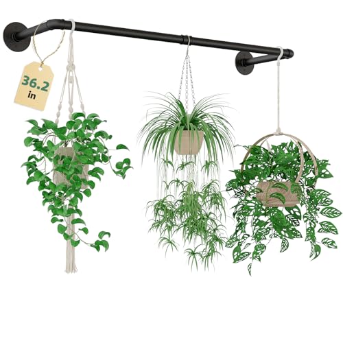 Galood Plant Hanger Indoor Hanging Planters for Indoor Plants Hanging Plant Holder Black Metal Rod(Pot/Chain/Plant not Included - size: 36.2in