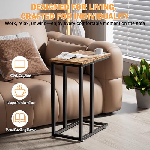 VECELO Universal C-Shaped Side Table, Multi-Functional Snack & TV Tray for Living Room, Bedroom, Grey (1 Set) - color: Grey, size: 1 Set