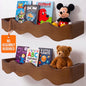 Ovalo Nursery Book Shelves Set of 2 - Solid Pine Wood Nursery Bookshelf, Floating Nursery Shelves for Wall, Wall Bookshelf for Kids Room, No-Assembly Wall Mounted Baby Book Shelf. (Walnut Brown) - color: Walnut Brown