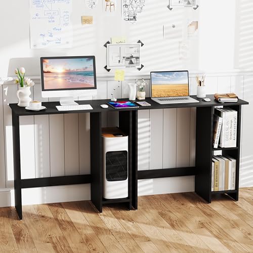 Giantex Small Desk, Compact Study Writing Desk with 3-Position Adjustable Shelf, Anti-Toppling Kit, Modern PC Laptop Table, Home Office Computer Workstation for Small Space Bedroom Dorm, Black - color: Black