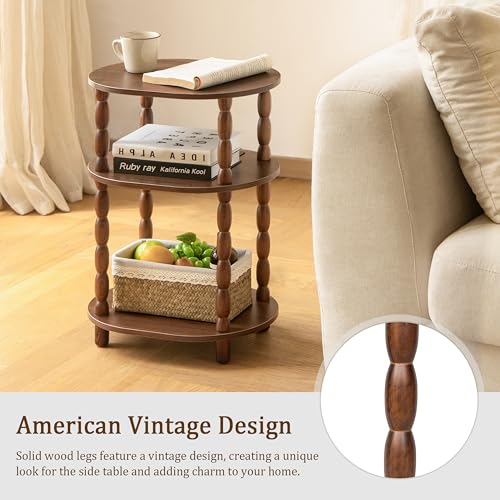MaxSmeo Small Side Table, 3-Tier Small End Table, Modern Oval Night Stand Accent Table for Living Room, Bedroom, Walnut Brown - color: Walnut Brown